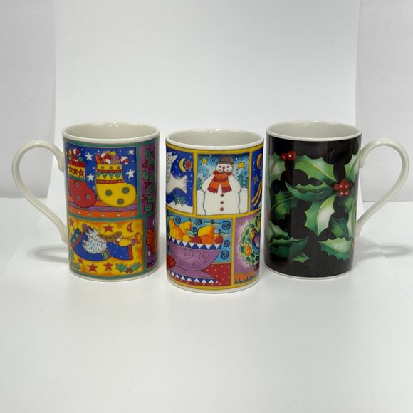 Dunoon Jane Brookshaw Winter Wonderland Mugs 2 & 1 Caroline Bessey Holly Mug - Picture 1 of 11